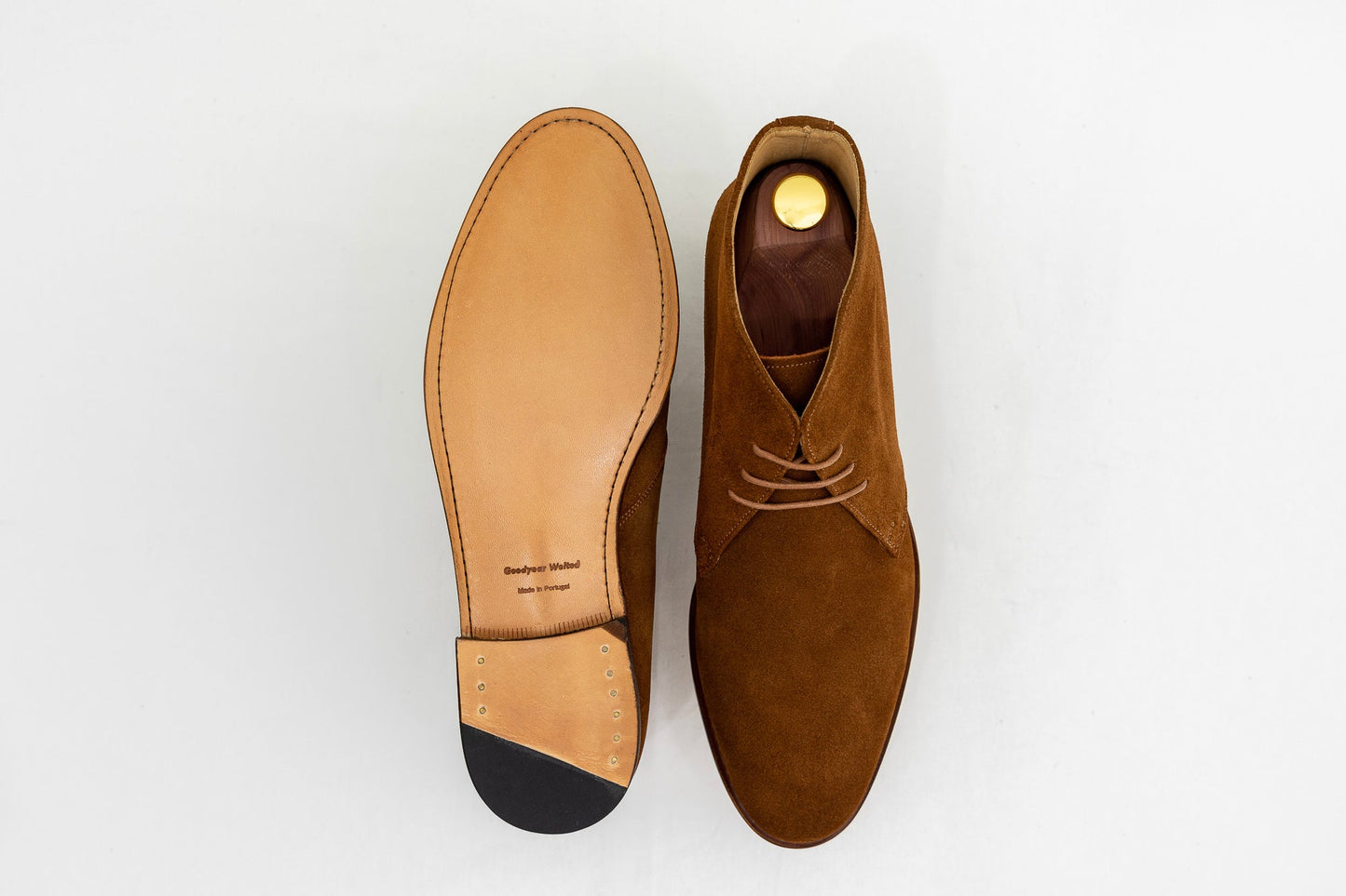 ypsons chukka boots homme veau velours caramel vue semelle