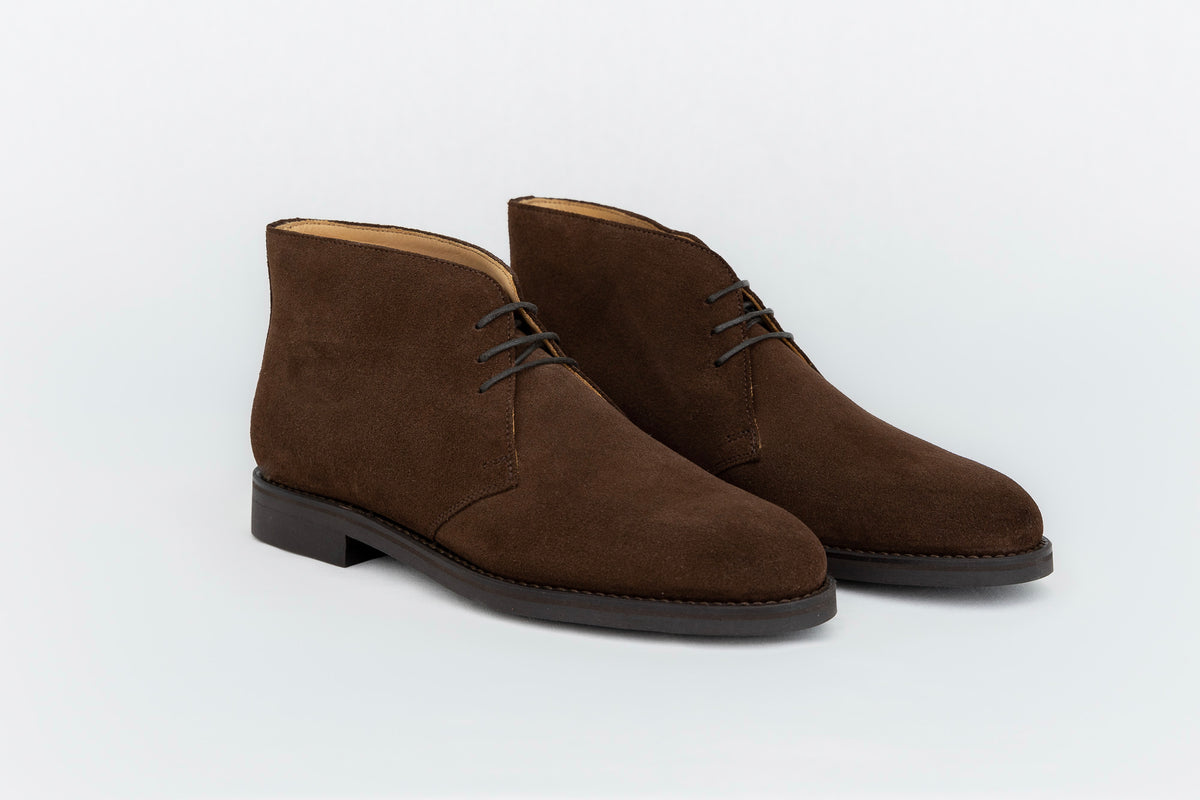 Chukka boots Veau velours marron semelle gomme