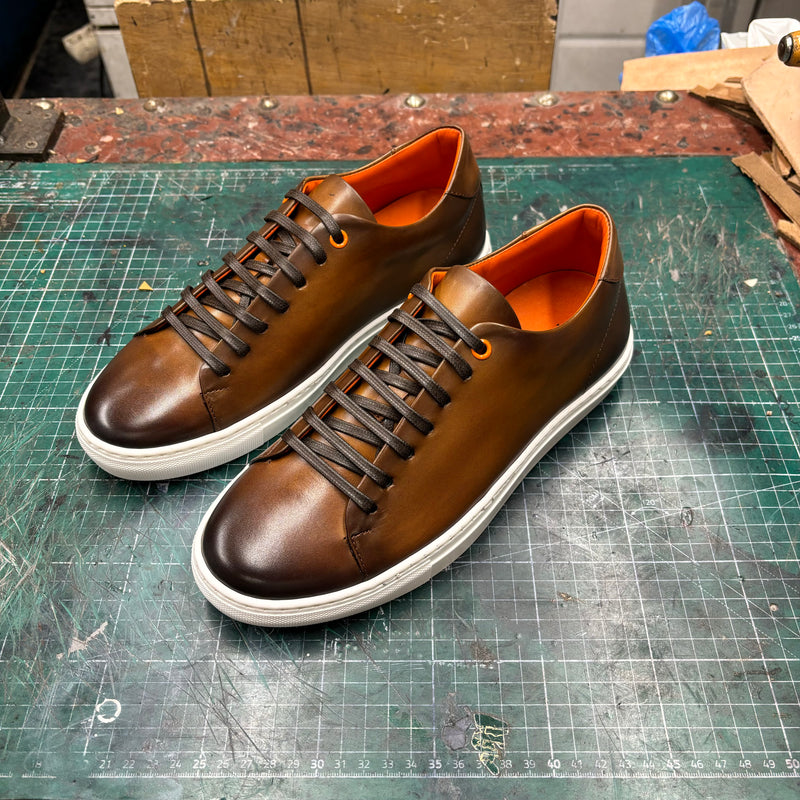 Sneakers Cuir patine caramel