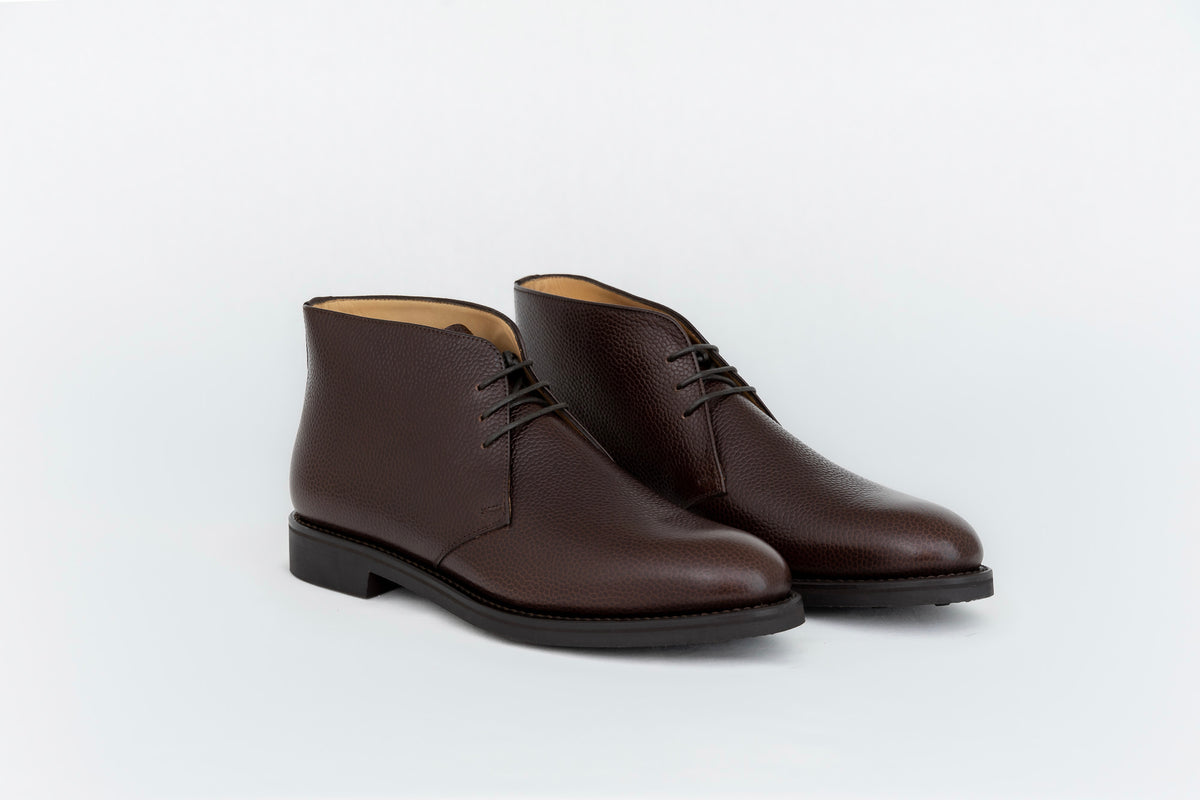 Chukka boots ypsons chukka boots homme cuir graine marron fonce vue de biais