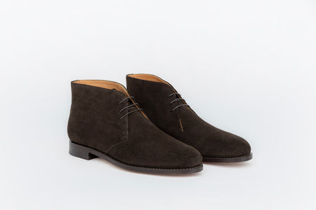 ypsons chukka boots homme veau velours marron semelle cuir vue de biais