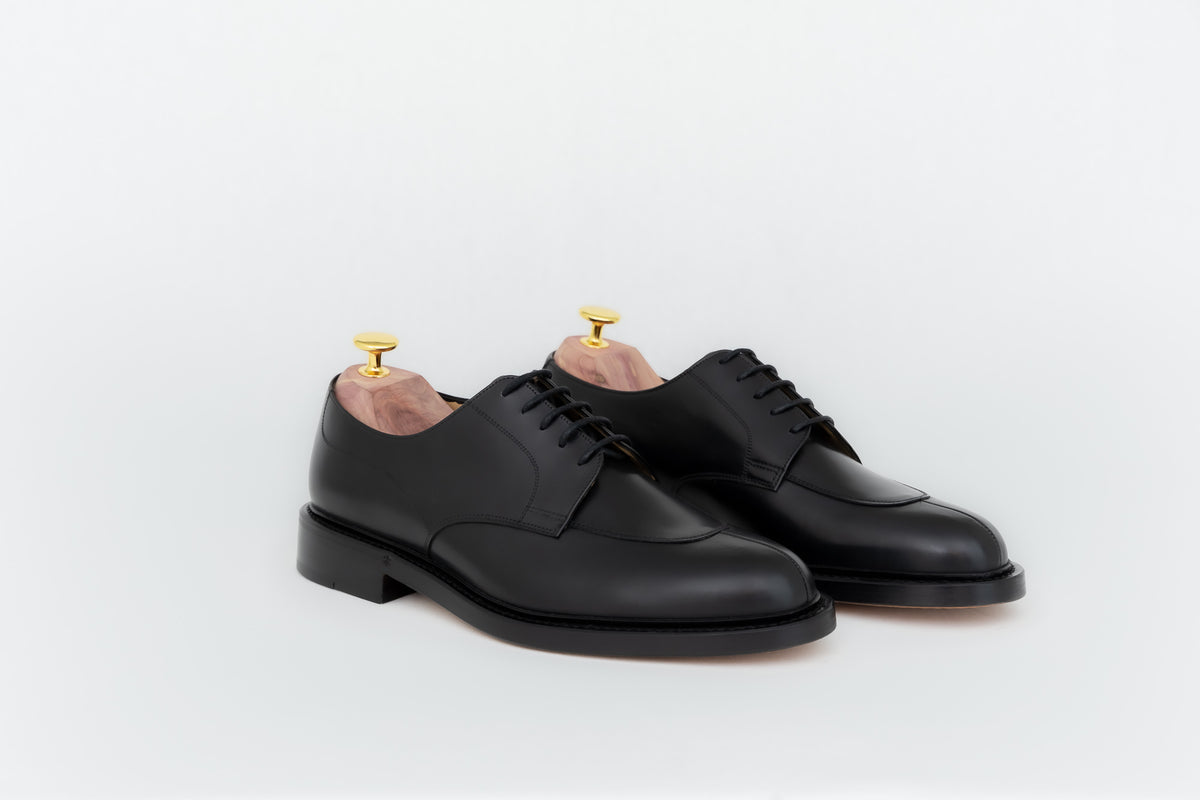 Derby mi-chasse ypsons derby mi chasse homme cuir noir vue de biais