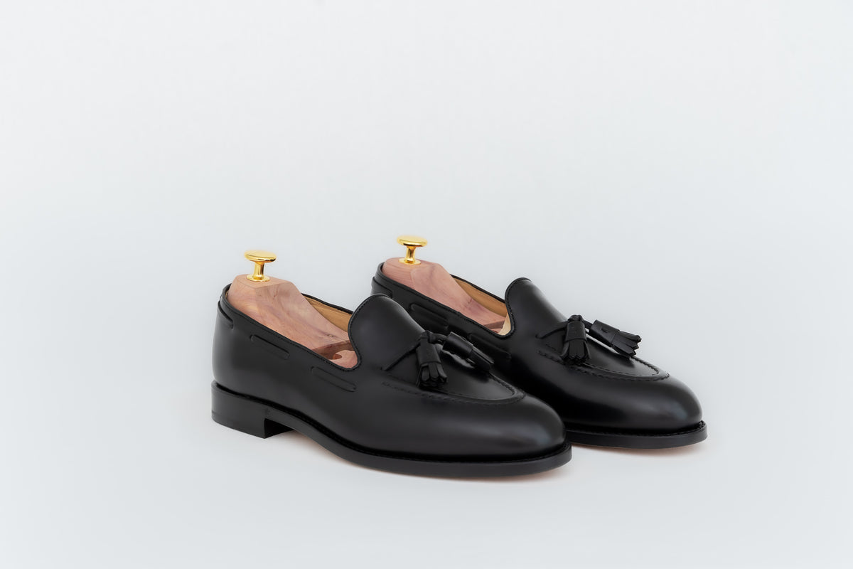 Sevilla ypsons mocassins homme sevilla cuir noir semelle cuir vue de biais