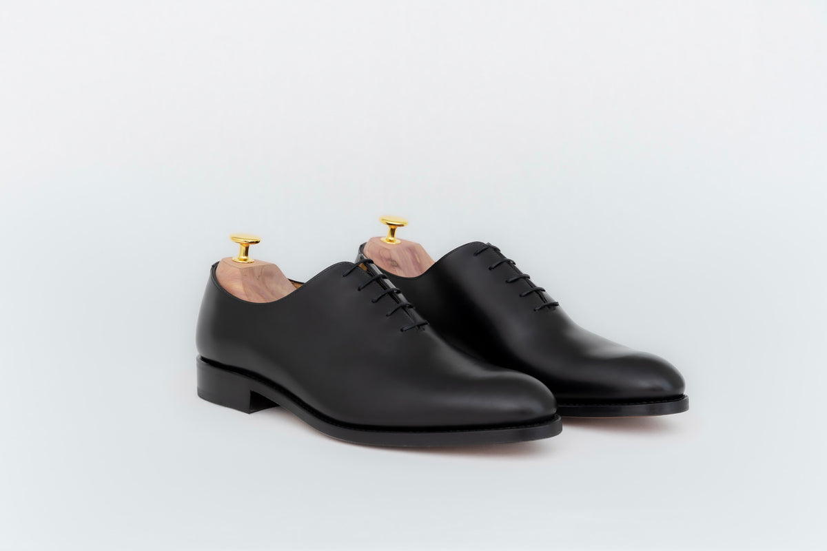 San ypsons richelieu homme san cuir noir semelle cuir vue de biais